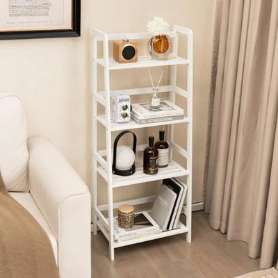 CDJXNLY 4 Tier Bookshelf Freestanding Open Bookcase Book Multifunctional Plant Flower Display Stand White Ladder for Bedroom Living Room Home Office Small Space