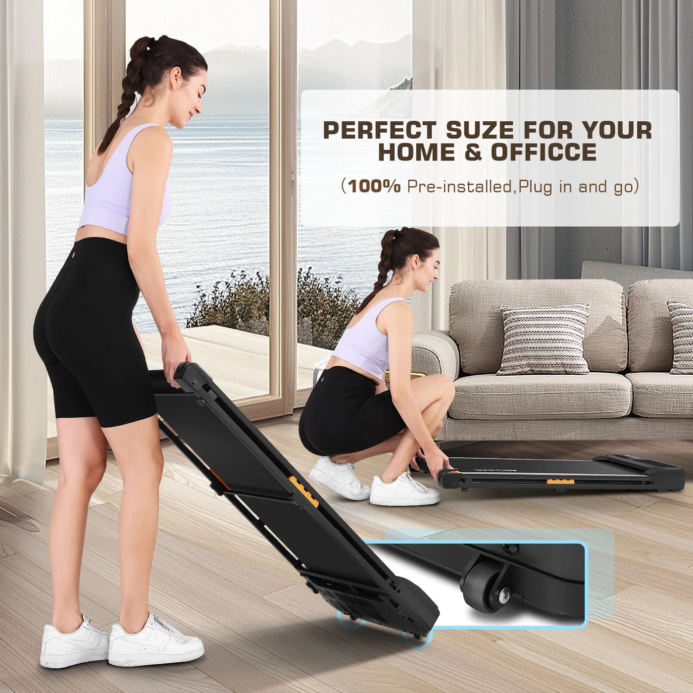 ANCHEER Walking Pad Treadmill&Under Desk Treadmill for Home&Office, Speed Range 0.6~3.8mph, 240 lbs Weight Capacity