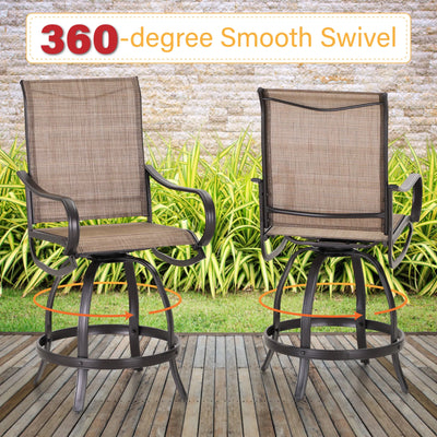 Sophia & William 2 Piece Outdoor Swivel Bar Height Stools Patio Textilene Chairs