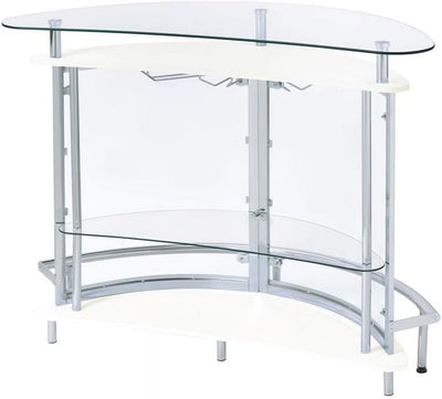 FJU Metal Contemporary Home Bar Unit with Clear Acrylic Front in White