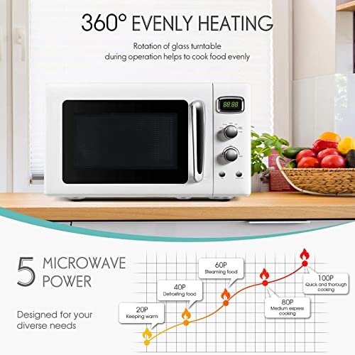 ARLIME Retro Microwave, 900W/0.9Cu.Ft, Small Countertop Microwave w/Defrost & Auto Cooking, LED Display, Pull Handle, Easy Clean Stainless Steel Interior, Child Lock, ETL Certification, Microwave Oven