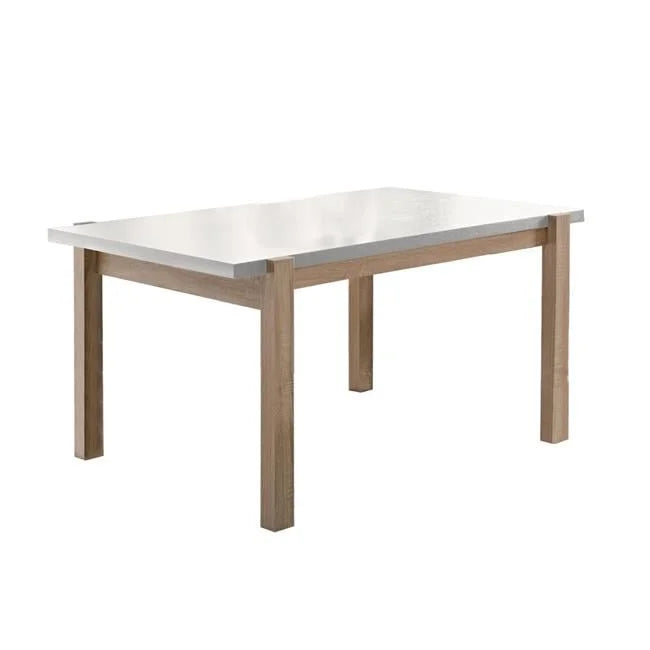 Rectangular Wooden Dining Table with Straight Legs - White & Brown - 30 x 31.5 x 47.25 in.