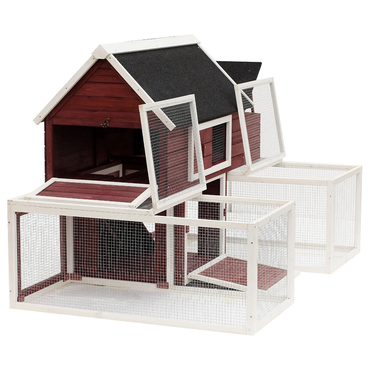 Pawhut Wooden Customizable Backyard Chicken Coop With Nesting Box and Runs, 114"