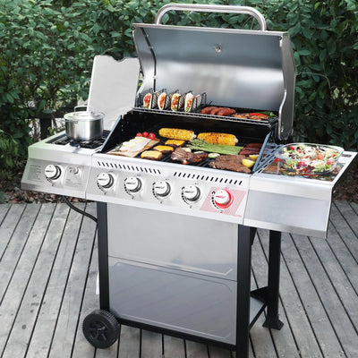 Royal Gourmet GA5401T 5-Burner BBQ Liquid Gas Grill with Sear Burner and Side Burner, 64,000 BTU