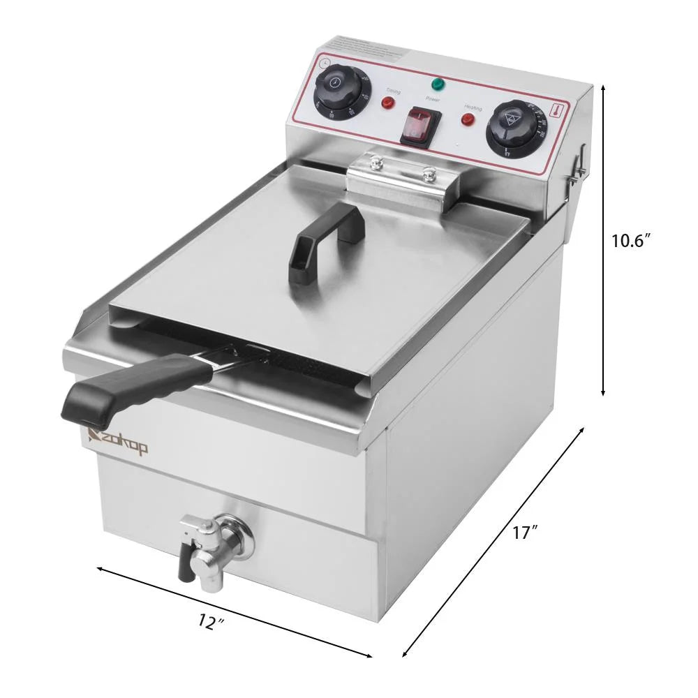 Ktaxon 12.5QT Deep Fryer 1700W Electric Stainless Steel Deep Fryer Adjustable Temperature