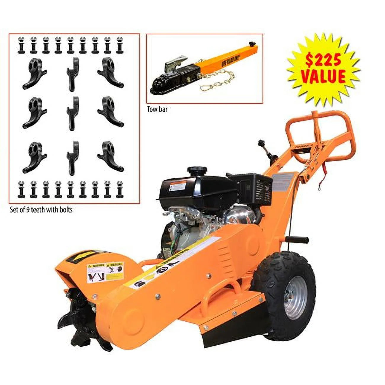 PowerKing PK0803V 12 in. x 3.5 in. Stump Grinder with KOHLER Command pro Gas Engine CH440