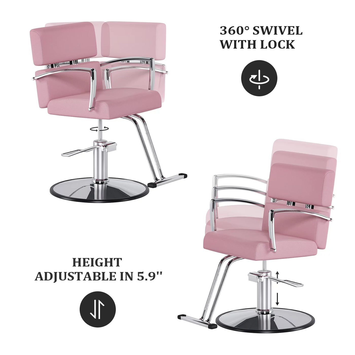 OmySalon Salon Chair Heavy Duty for Stylist, Barber Chair Pink 360 Degree Swivel, Hydraulic Pump for Hair Cutting, Beauty Spa Styling Hairdressing Tattoo Equipment