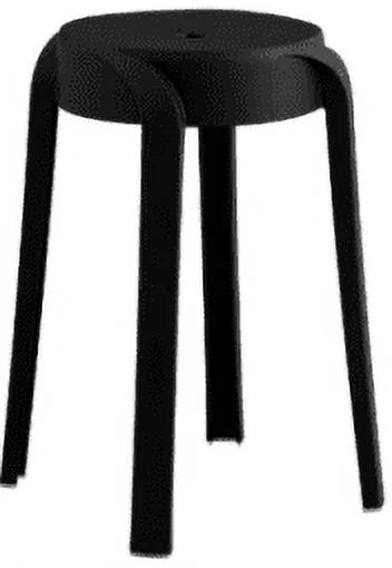 Stackable Space-Saving Plastic Stools - Set of 6 for Easy Storage,Black