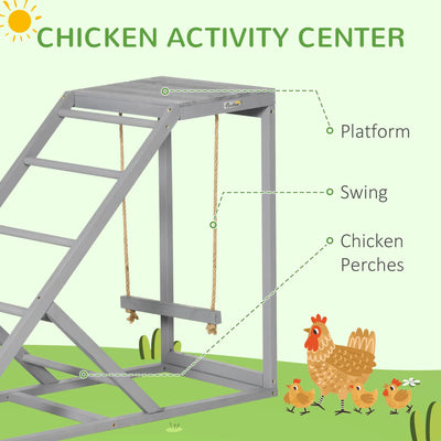 PawHut Chicken Activity Play Chicken Coop Toy Hen Accessory w/ Platform Gray