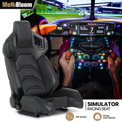 MoNiBloom Ergonomic Racing Seat, Racing Simulator Game Seat with Adjustable Slide, Leather Racing Seat for Racing Simulator Cockpit, Black