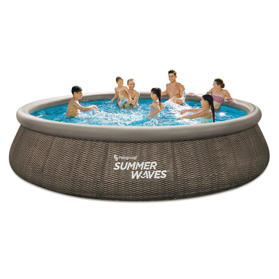 Summer Waves 15 ft Dark Double Rattan Quick Set Pool, Round, Ages 6+, Unisex