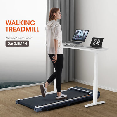 Walking Pad Under Desk Treadmill with Remote Control Lightweight 2 in 1 Portable Treadmill 0.6-3.8 Speed Range for Home Office Workout