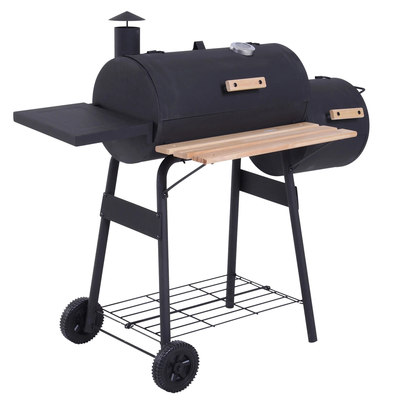 Outsunny 48" Steel Portable Backyard Charcoal BBQ Grill and Offset Smoker Combo