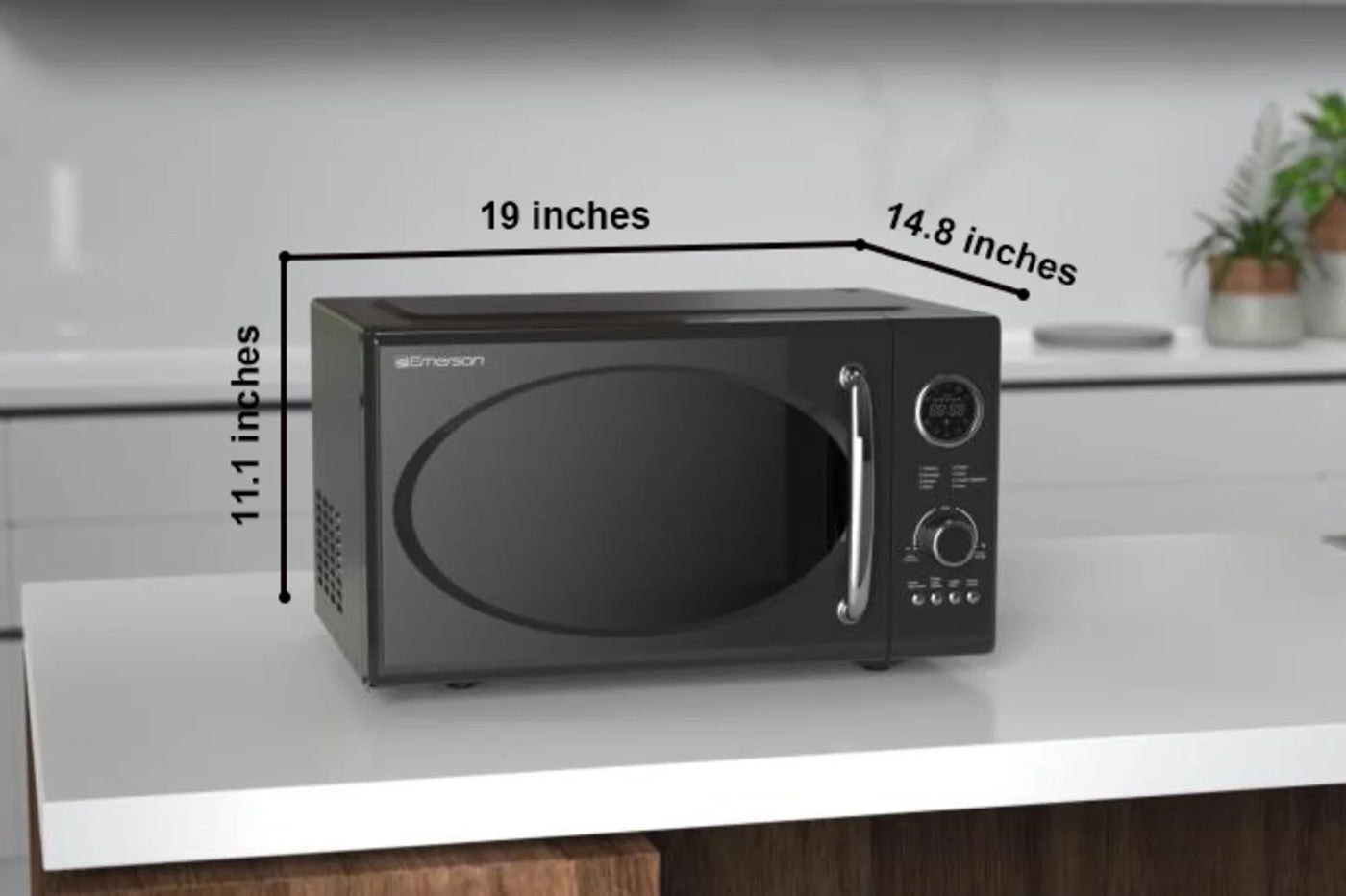 Emerson 0.9 Cu Ft, 800W Retro Black Microwave Oven with Grill, MWRG0901BK