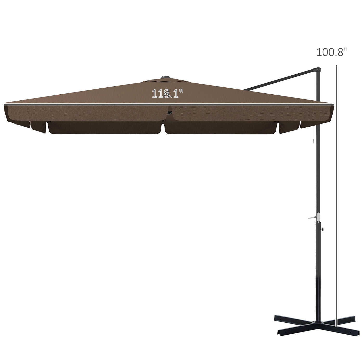 Royard Oaktree 10ft Cantilever Patio Umbrella, Outdoor Offset Umbrella with Tilt, Crank, Cross Base, Aluminum Pole, and Air Vent, Large Market Umbrella for Garden, Pool, Deck, Backyard, Tan