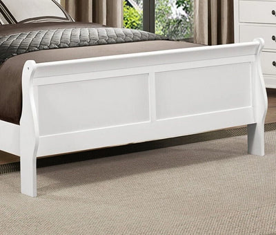 Traditional White Finish 1pc Eastern King Size Sleigh Bed Classic Louis Philippe Styling Bedroom Furniture