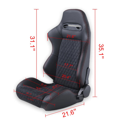 High Quality Racing Seat with Suade Material Double Slider Design - Set of 2 Pieces