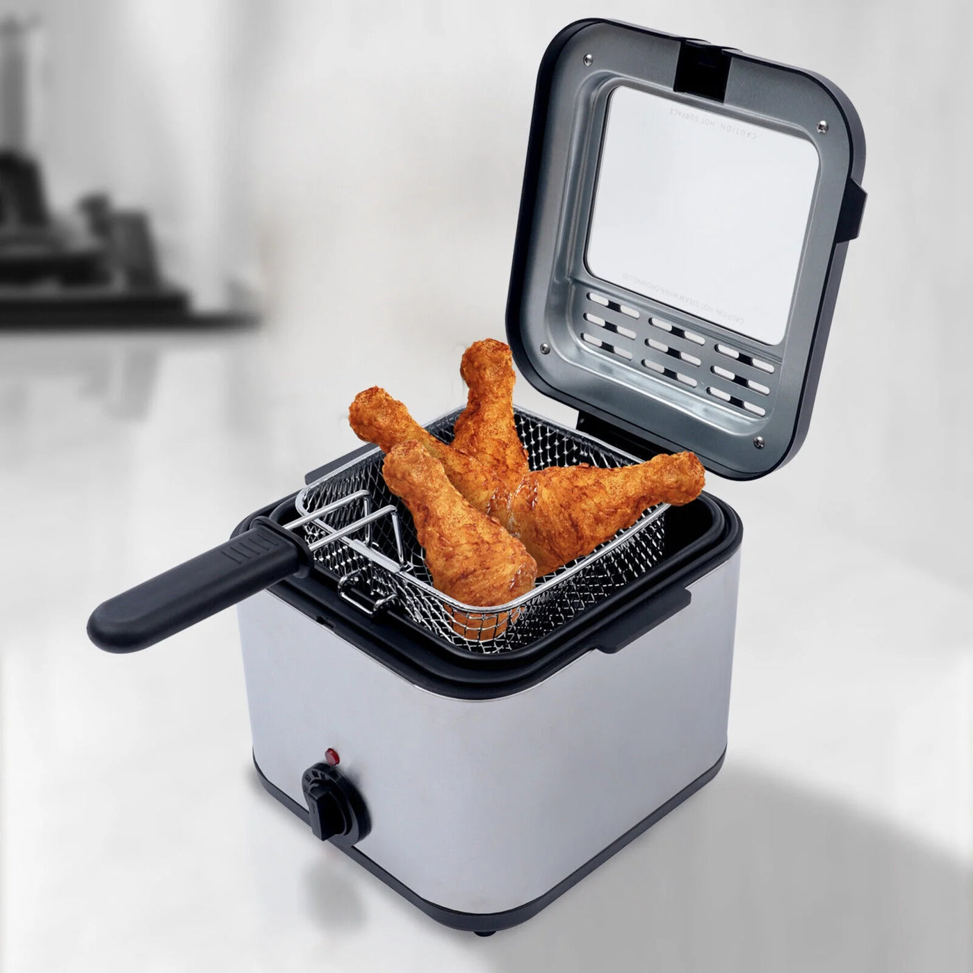 1000W 2.5L Deep Fryer With Basket Small Fryer w/ View Window, Oil Dripping Hook