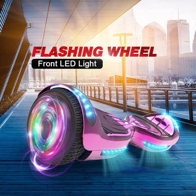 Hoverstar Flash Wheel Certified Hover board 6.5 In. Bluetooth Speaker with LED Light Self Balancing Wheel Electric Scooter , Chrome Pink