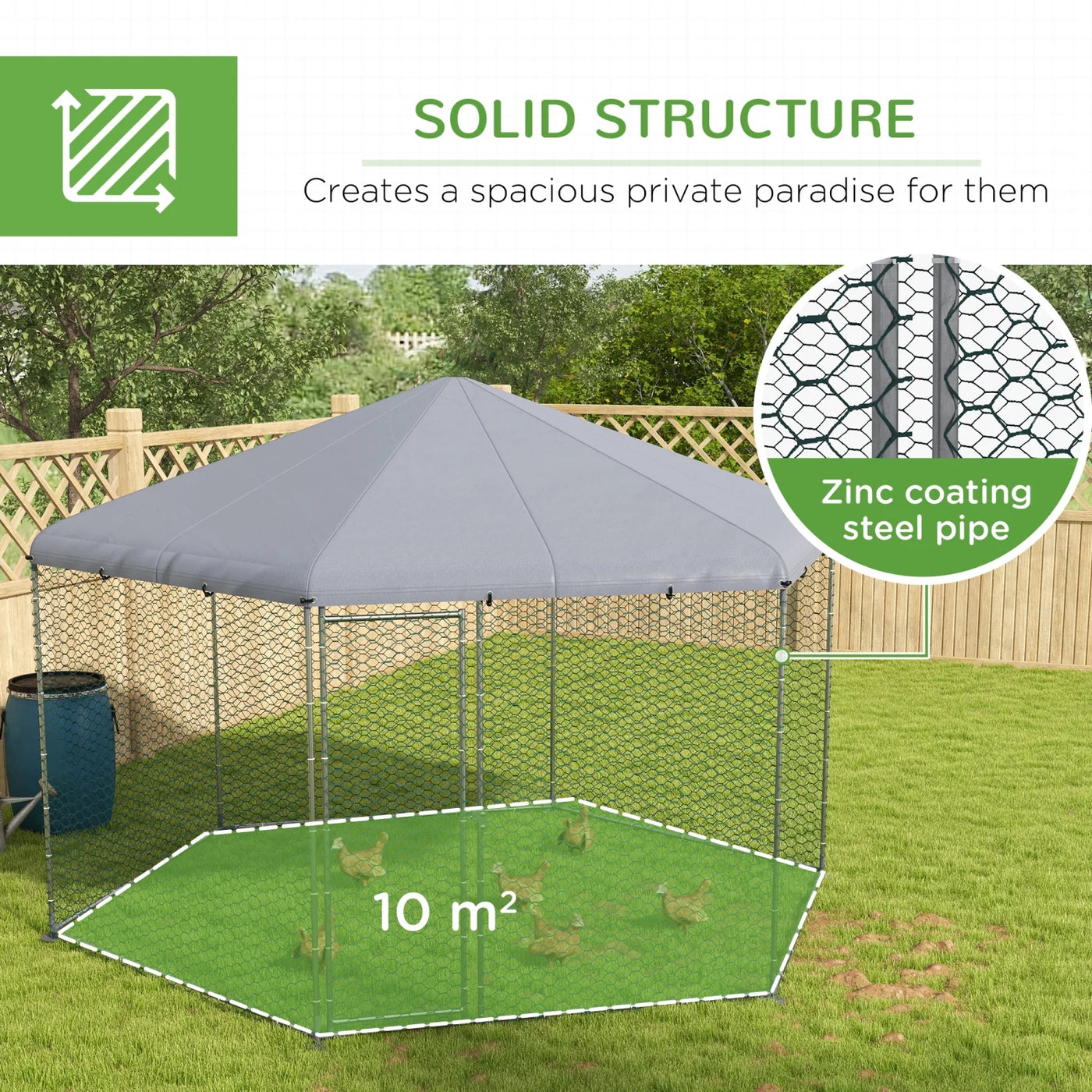 GFVCNIO PawHut Large Metal Coop Run for Ducks and Rabbits with Waterproof and Anti-UV Cover Walk-in Poultry Cage Hen House for Outdoor and Yard Farm Use 13‘ x 11.4‘ x 8.6‘