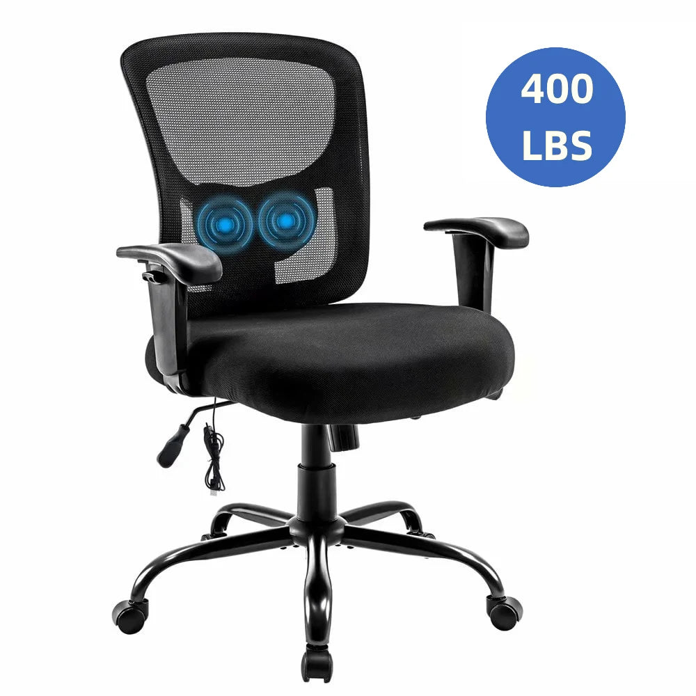 Bigroof Mesh Office Chair, Ergonomic Computer Chair with Flip-up Arms and Lumbar Support, Height Adjustable Home Office Desk Chairs, Black