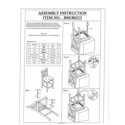 Acme Tartys Counter Height Chair (Set-2) in Cherry Finish