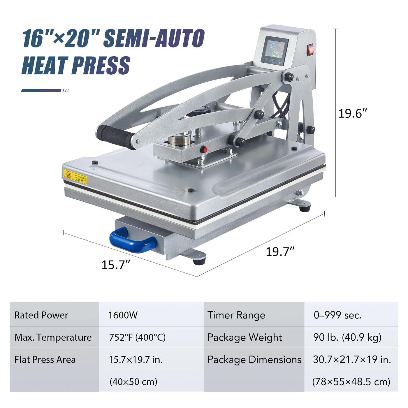 Heat Press Machine 16x20 Auto Open Clamshell T Shirt Press for Clothes Bags More