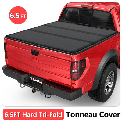 TOPRONE Hard Tri-Fold Tonneau Cover Fits 2015-2024 F150 with 6.5' (78.9in) Truck Bed | On Top |