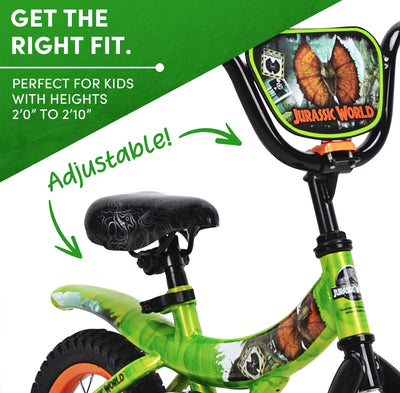 Jurassic World™ 12-inch Raptor Boy's Bicycle with Training Wheel, Green and Orange