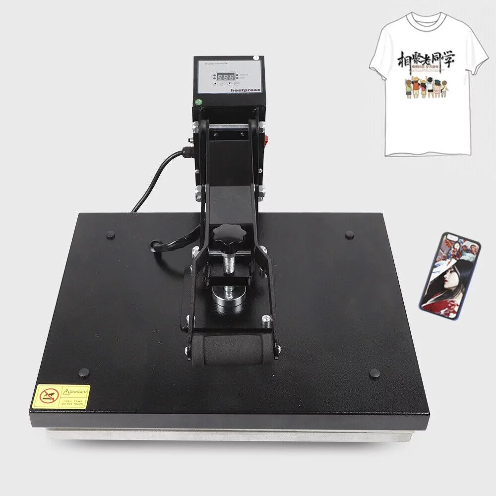 DENEST 16" x 20" Clamshell Heat Press Machine DIY T-shirt Sublimation Digital Transfer