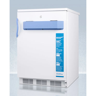 Built-in undercounter medical/scientific -25C capable all-freezer with front control panel equipped with a digital thermostat and NIST calibrated thermometer/alarm