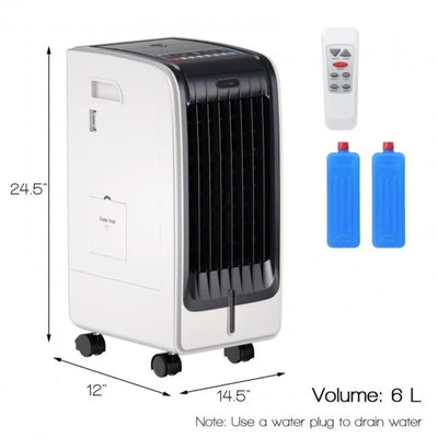 Portable Cooling Evaporative Fan with 3-Speed and 8H Timer Function 110V (White)