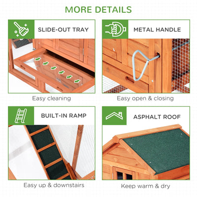 Pawhut Wooden Chicken Coop Nesting Box Poultry Cage Run Outdoor Backyard Large