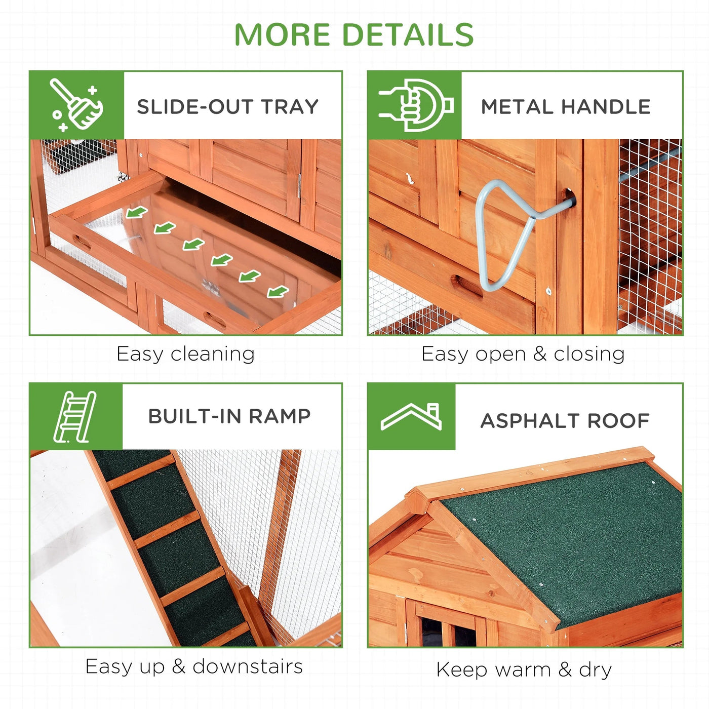 Pawhut Wooden Chicken Coop Nesting Box Poultry Cage Run Outdoor Backyard Large