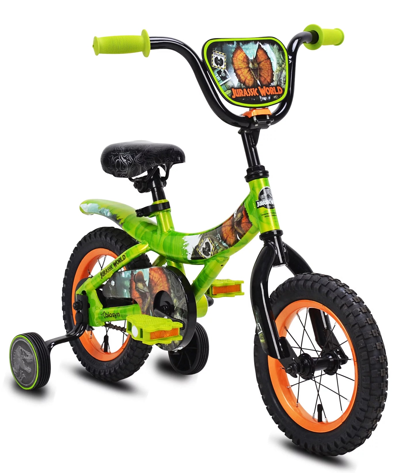 Jurassic World™ 12-inch Raptor Boy's Bicycle with Training Wheel, Green and Orange