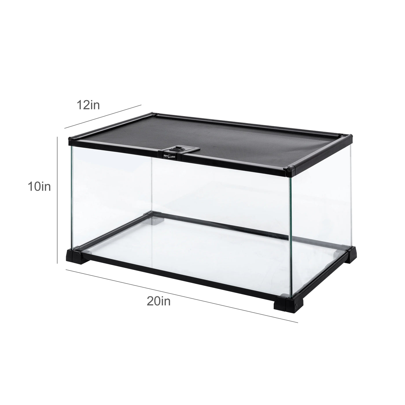 REPTIZOO Knock-Down Mini Glass Reptile Habitat, 360 Rotation Visually Reptile Terrarium 20”×12”×10”(10 gallon)，Easy Assembly