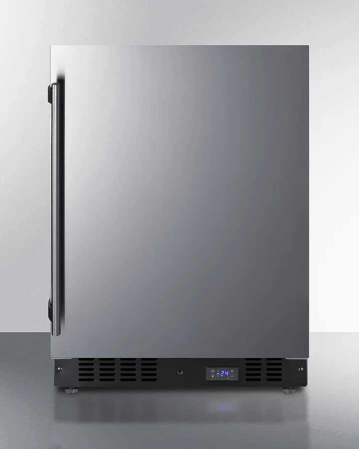 24" Wide Built-In All-Freezer With Icemaker, Black Cabinet