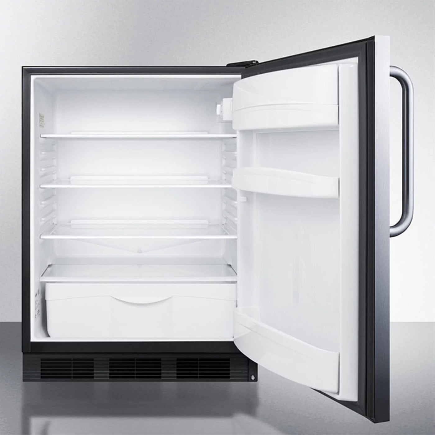 Built-in undercounter all-refrigerator for general purpose use, auto defrost w/complete stainless steel wrapped exterior