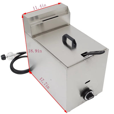 INTSUPERMAI Commercial 6L Single Tank Gas Deep Fryer Stainless Steel