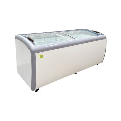 72 in. Curved Lid Glass Commercial Chest Freezer, 14.5 Cu. Ft.