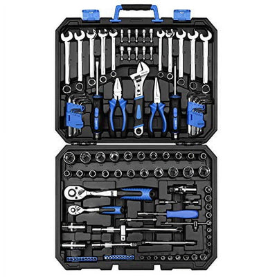 DEKOPRO 118 Piece Tool Kit Professional Auto Repair Tool Set Combination Package Socket Wrench with Most Useful Mechanics Tools