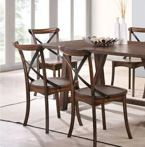 Unique Design Wooden Side Chairs 4pc Set Dark Oak Finish Dining Furniture