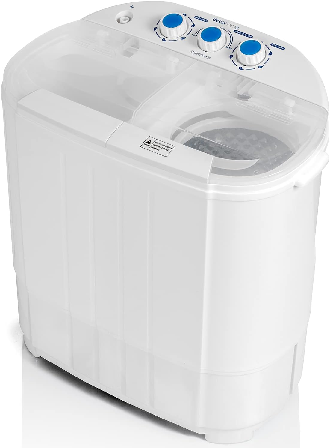 Home Compact Washing Machine with Twin Tub for Wash and Spin Dry, Portable, Built-in Gravity Drainage System, Agitation Wash Cycles, Use Less Soap and Water, for Dorms, Apartments, RVs