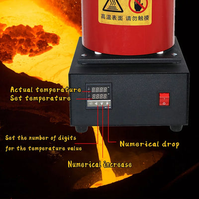 SHANGNIULU Gold Melting Furnace, 2KG Electric Digital Smelting Furnace 1400W 2100F PID Smelter Kiln Kit Casting Refining Jewelry Precious Metals Gold Silver Copper Aluminum (110v)