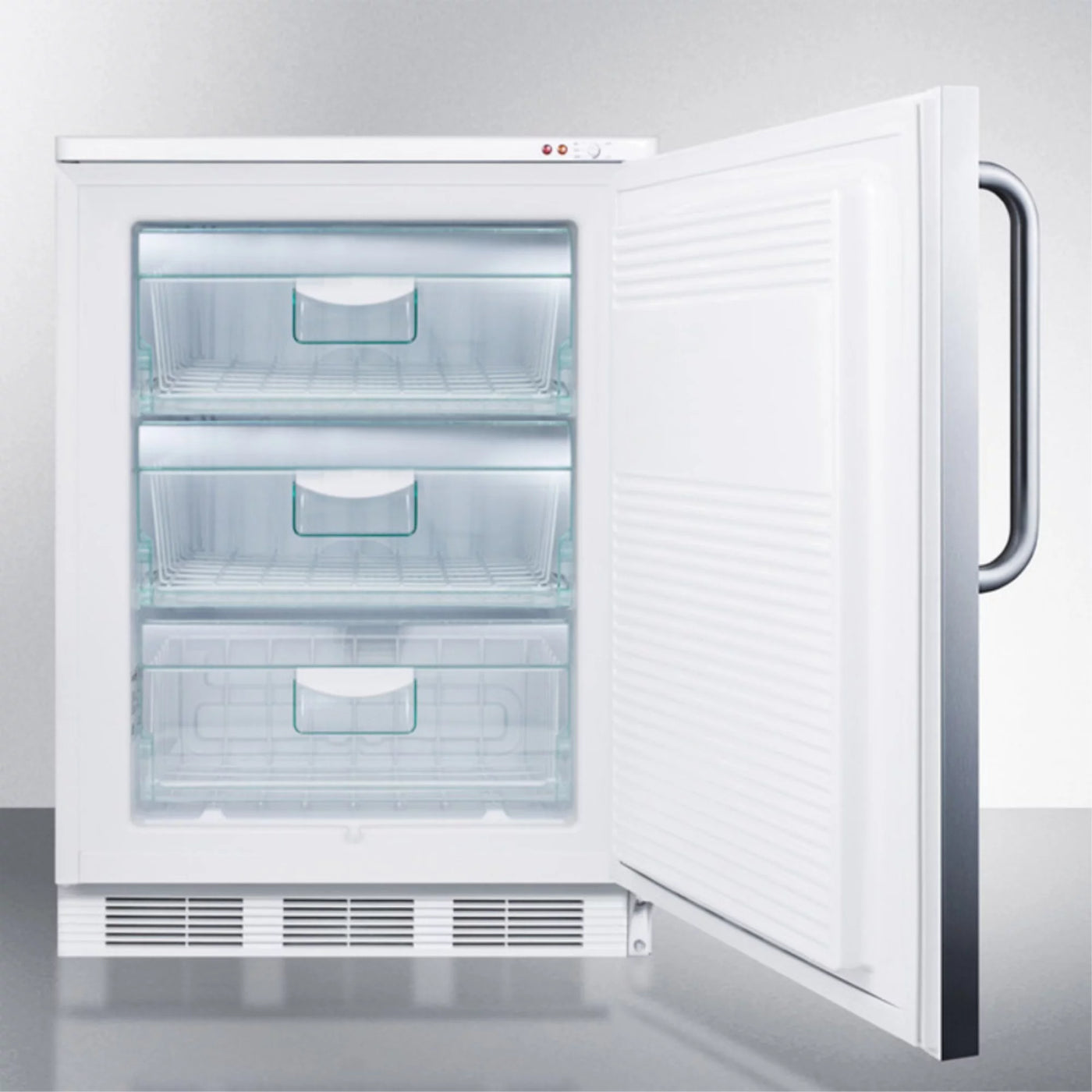 Accucold VT65ML7BISSTB 24 in. Wide Built-in -25 deg C Manual Defrost All Freezer with Lock, Stainless Steel