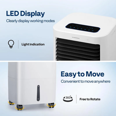 SPECSTAR Evaporative Air Cooler 600CFM with 5.3 GAL Water Tank Cooling Fan Humidifier with LED Display and Remote Control Ice Box for Indoor Home Office