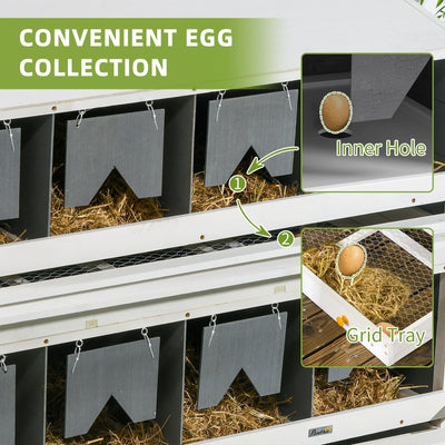 PawHut Nesting Boxes for Chickens W/ 2 Egg Collection Trays, 8 Compartments