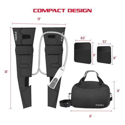 FitRx RecoverMax Leg Massager, Heated Compression Leg and Foot Massager with Multiple Massage, Intensity, and Heat Levels