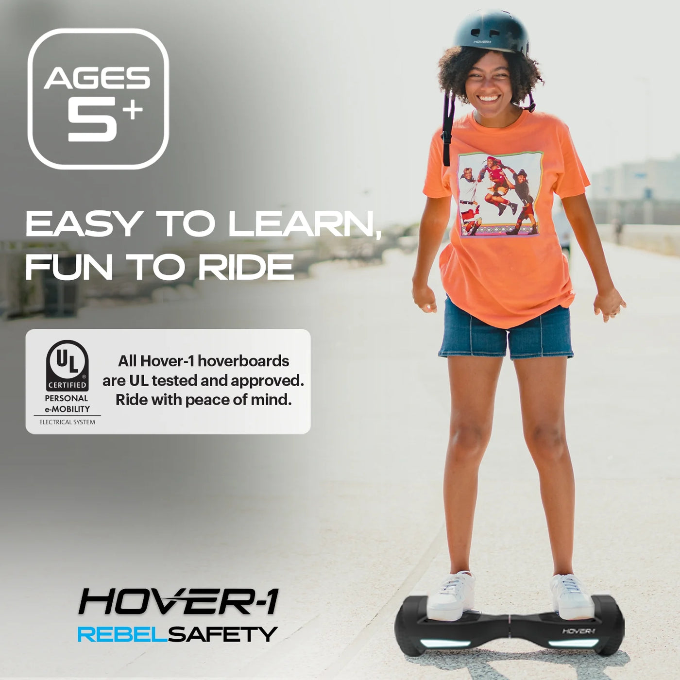 Hover-1 Rebel Kids Hoverboard with LED Headlight, 6 m Max Speed, 130 Lbs. Max Weight, 3 Miles Max Distance - Pink Zebra