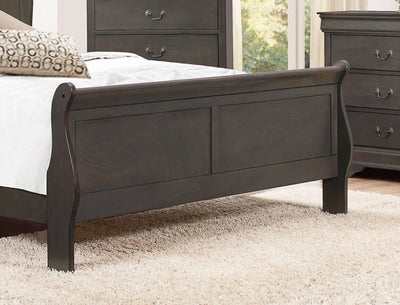 Classic Louis Philippe Styling 1pc Eastern King Size Sleigh Bed Stained Gray Finish Traditional Bedroom Furniture